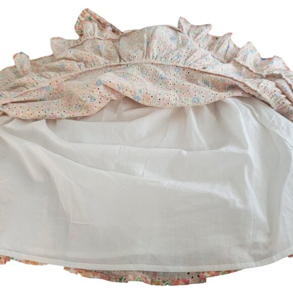 Aqua Floral Mini Dress Delicate Embroidered Lace Bright Colorful Prairie Size M - Picture 8 of 11